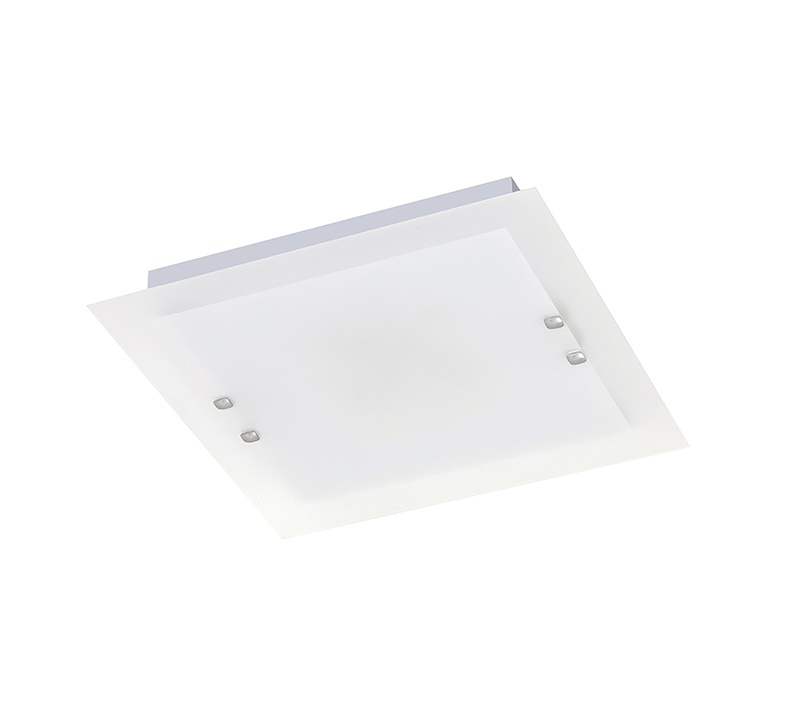 Plafoniera moderna bianca vetro extrachiaro attacco E27 per interni luce uniforme ed elegante