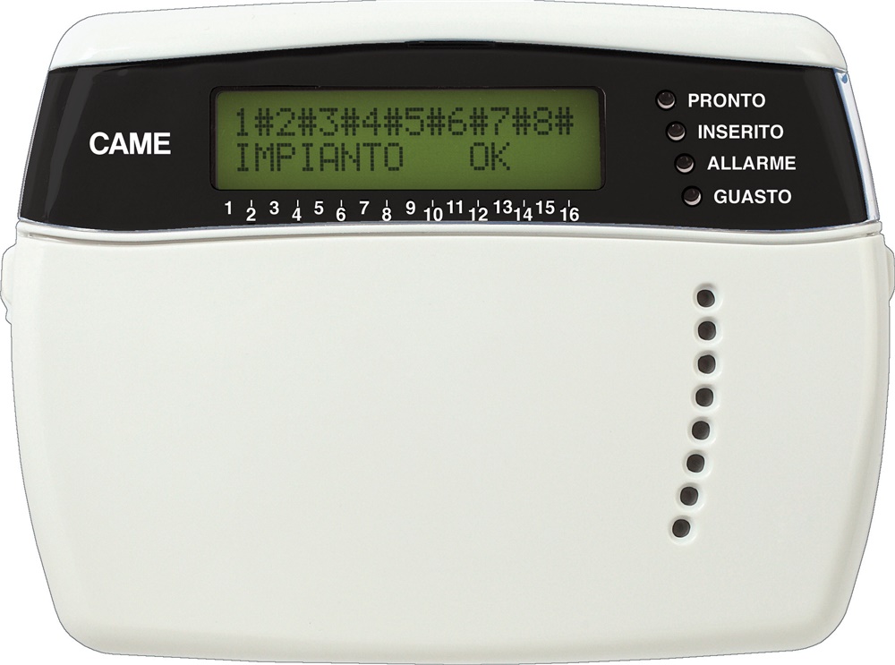 Tastiera LCD da parete con tasti in gomma per controllo e programmazione impianti di sicurezza elettronici