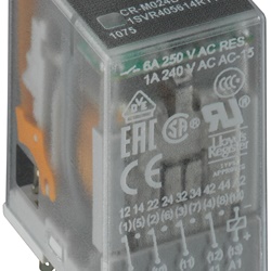 Relè interfaccia pluggabile CR-M110DC2L 110VDC 2 contatti commutabili 250V 12A con LED e pulsante test per montaggio su guida DIN