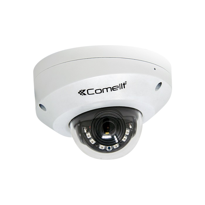 Telecamera IP UFO dome a colori 4MP, ottica fissa 2.8mm, H.265, DWDR, IR SMD Smart 10m, contenitore waterproof IP66 antivandalo, compatibile ONVIF