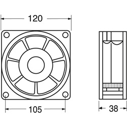 Ventilatore elettrico compatto 120x120x38 mm per raffreddamento quadri elettrici e apparecchiature industriali