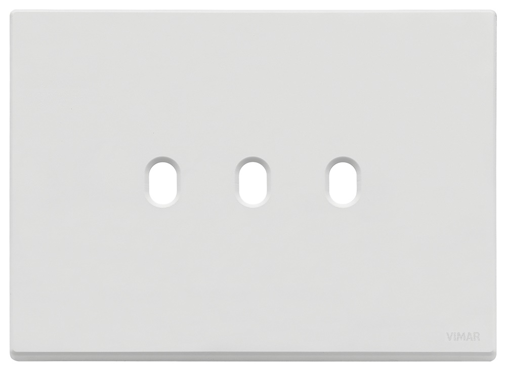 Placca 3 moduli metallo bianco matt Vintage per comandi elettrici casa ufficio