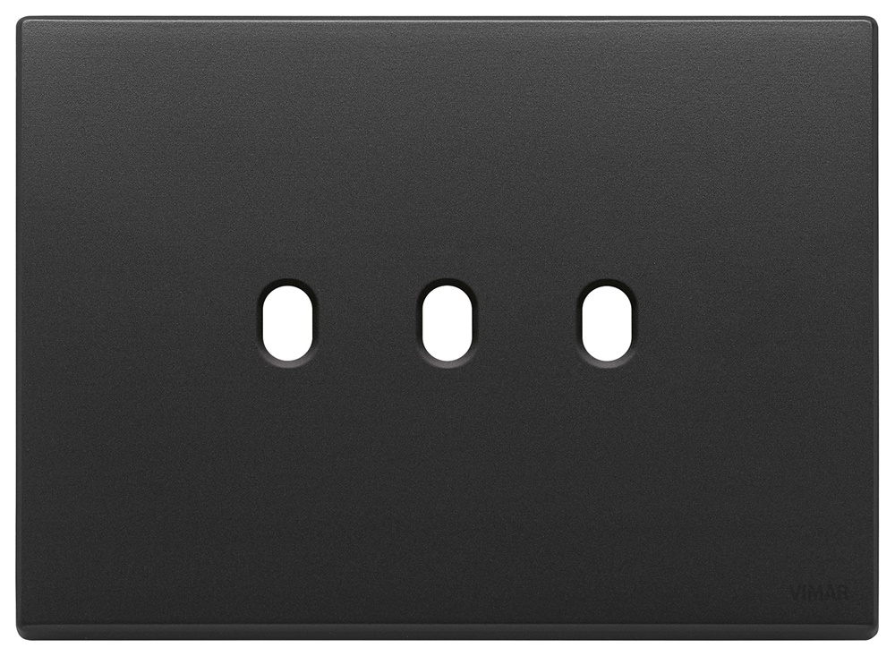 Placca 3 moduli metallo grigio antracite per comandi Vintage installazione elettrica