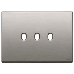 Placca 3 moduli Vintage metallo nichel spazzolato per comandi elettrici