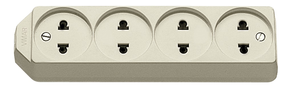 Presa multipla 4 uscite USA+EU 2P 15A 250V avorio per uso domestico e ufficio