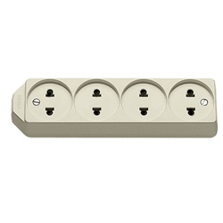 Presa multipla 4 uscite USA+EU 2P 15A 250V avorio per uso domestico e ufficio