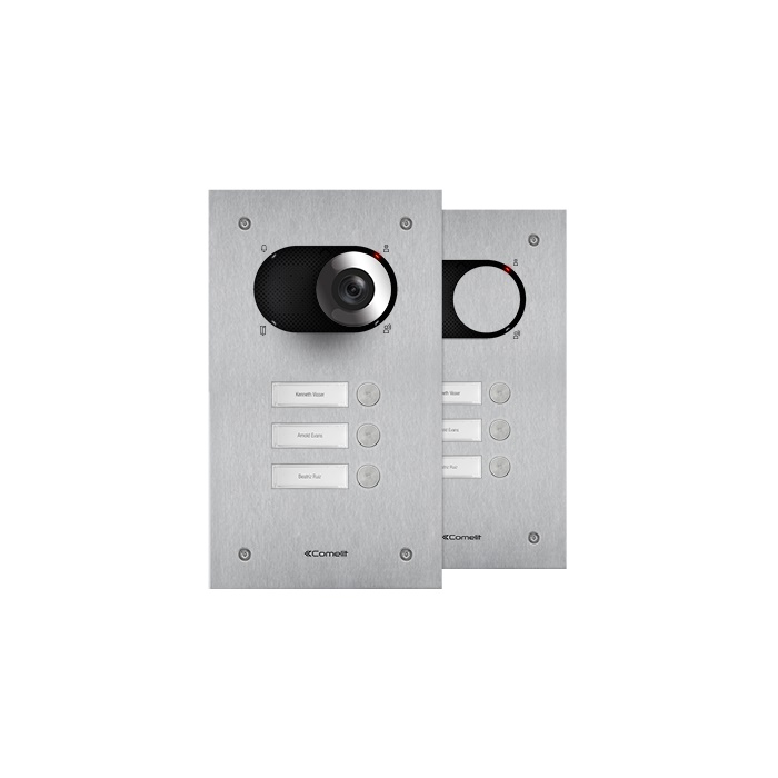Frontale Switch 3 Pulsanti Acciaio Inox AISI 316 Retroilluminato IK08 per Pulsantiera Simplebus/ViP