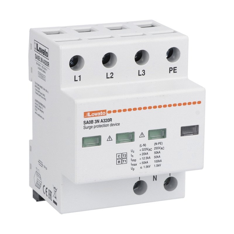 Scaricatore sovratensioni Tipo 1-2 3P+N 12,5kA monoblocco con contatto remoto
