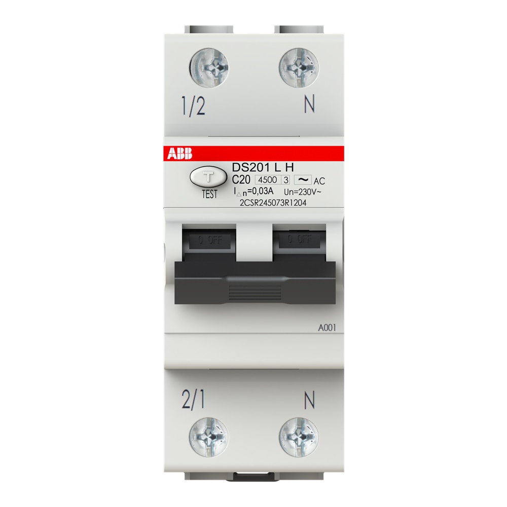 Interruttore differenziale magnetotermico DS201 L H 20A 30mA tipo AC 1P+N per impianti residenziali e commerciali