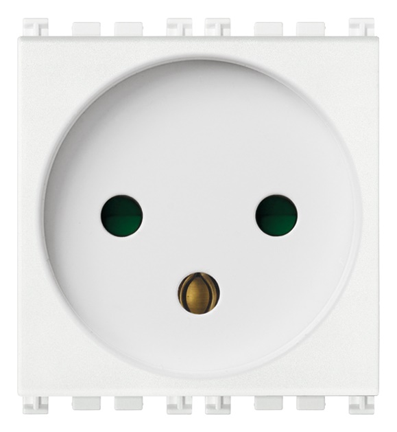 Presa SICURY 2P+T 16A 250V standard israeliano bianco 2 moduli