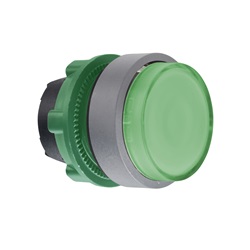 Testa pulsante luminoso verde ghiera grigia- per LED universale - Ø22