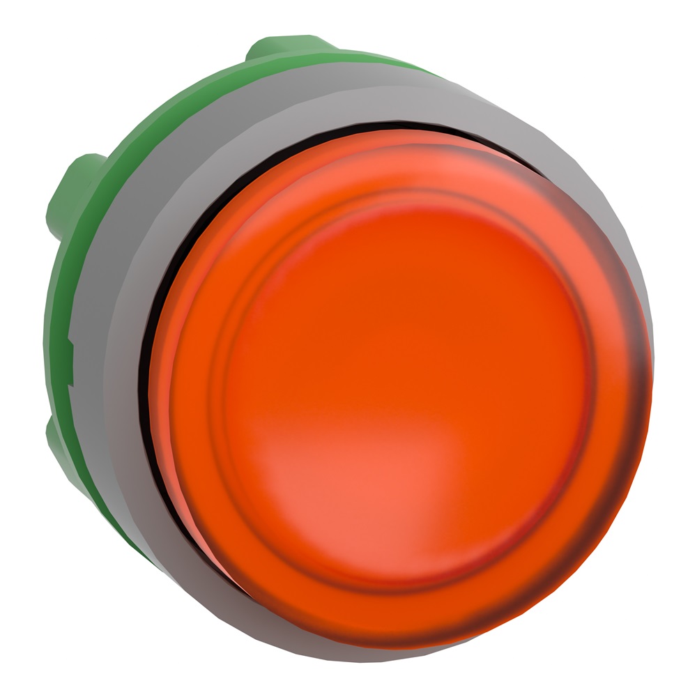 Testa pulsante luminoso arancio ghiera grigia- per LED universale - Ø22