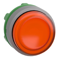 Testa pulsante luminoso arancio ghiera grigia- per LED universale - Ø22