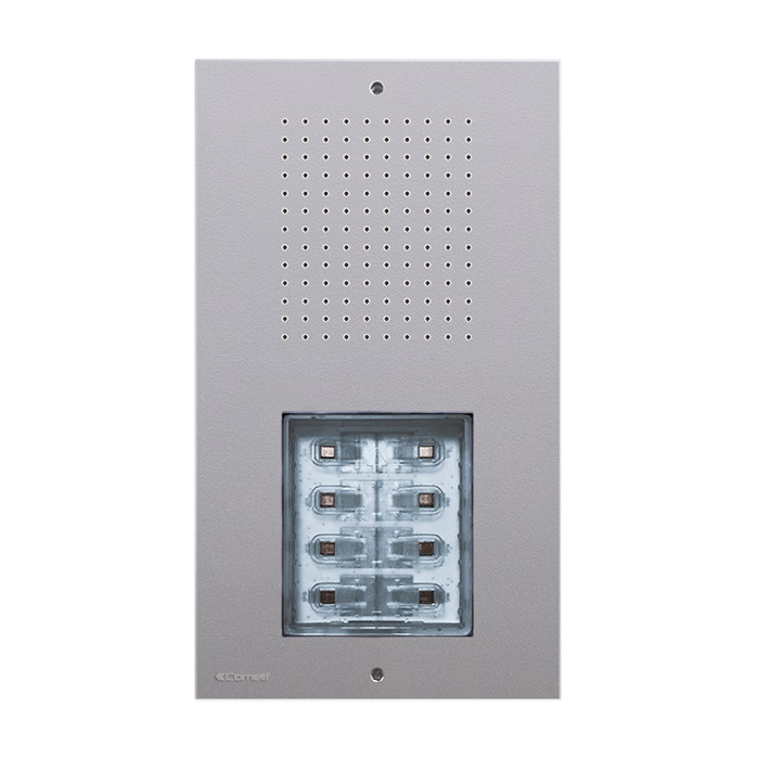 Serie Ciao - Pulsantiera audio da parete, sistema tradizionale, alluminio pressofuso, predisposta 1/2/4 pulsanti, LED blu