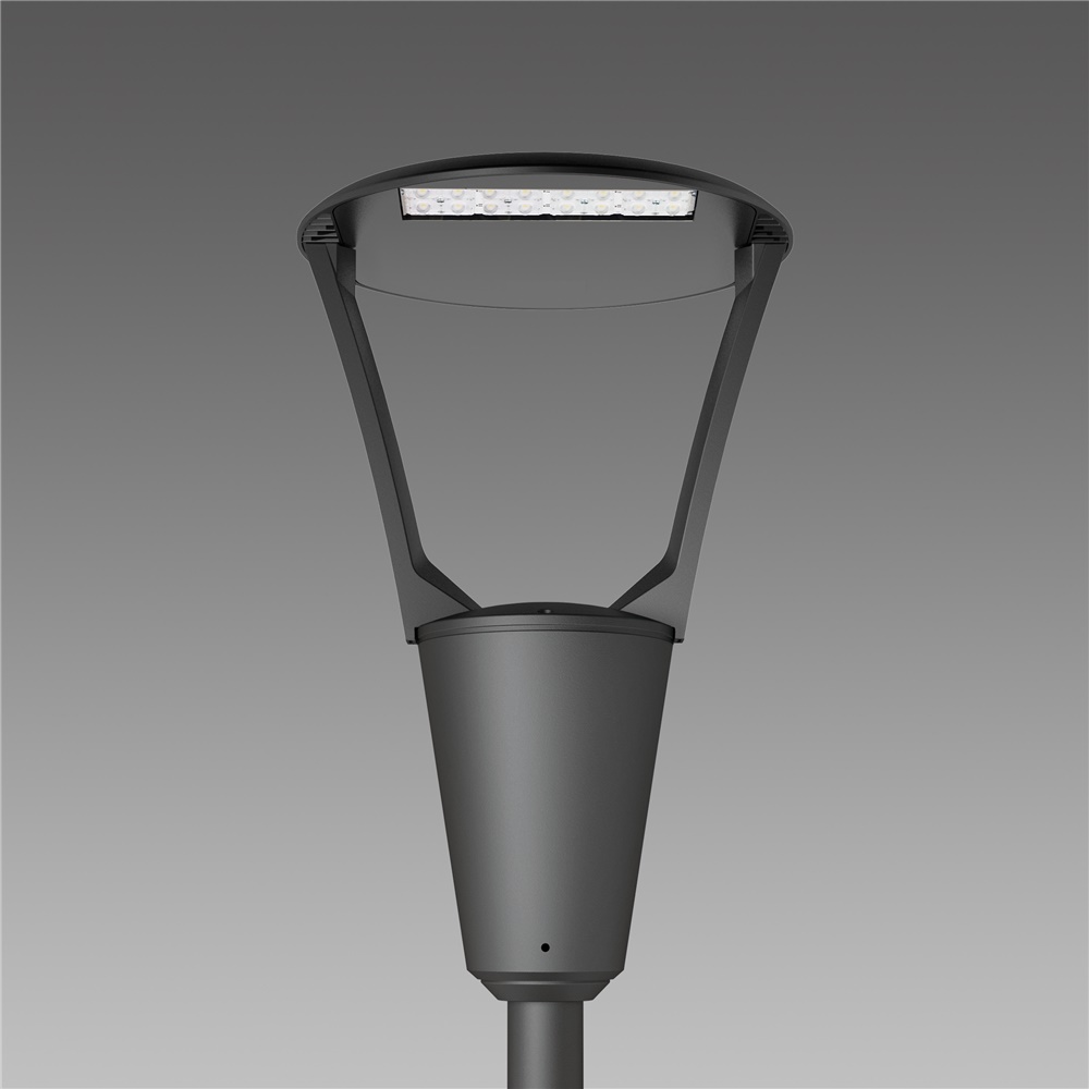 Lampada urbana LED 24W asimmetrica IP66 RAL7021 palo 60-76mm