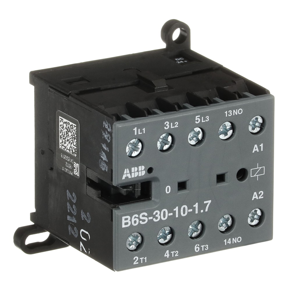 Mini Contactor B6S 24 V DC 3 NO 0 NC Screw Terminals per controllo carichi fino 4 kW