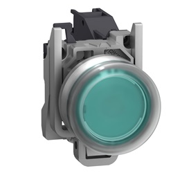 Pulsante verde con cappuccio ATEX inserimento etichetta