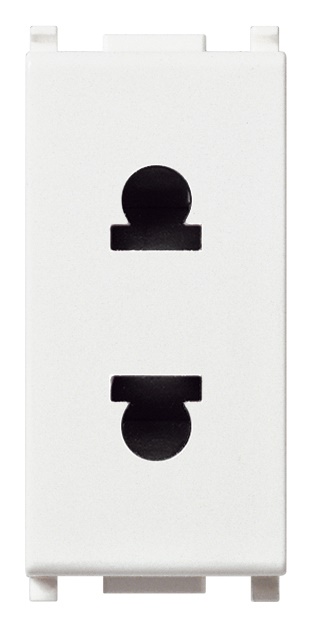 Presa SICURY 2P 16A 250V USA+EU ø4,8mm polarizzata bianco standard euroamericano