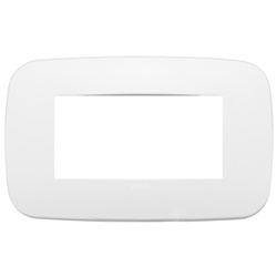 Placca Round 4 moduli metallo polar matt total look per installazioni elettriche