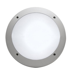 Applique plafoniera tonda grigia IP66 policarbonato antiurto attacco E27 per esterno