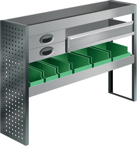 Kit modulare cassetti per furgone L1 1268x890x300 mm officina mobile efficiente