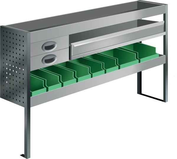 Kit flessibile per furgone 1451x890x300 mm con cassetti modulari per officina mobile efficiente