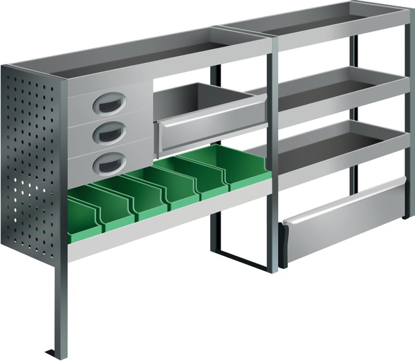 Kit flessibile lungo modulare per furgone compatto officina mobile 1874x1000x300 mm