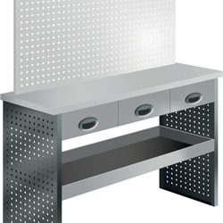 Mobile officina mobile 1300x470 mm con piano lavoro integrato e pannello forato per veicoli grandi