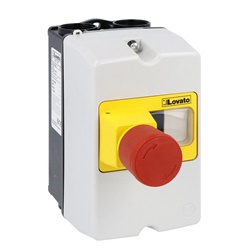 Contenitore da parete IP65 per SM1P larghezza 80mm con pulsante arresto emergenza