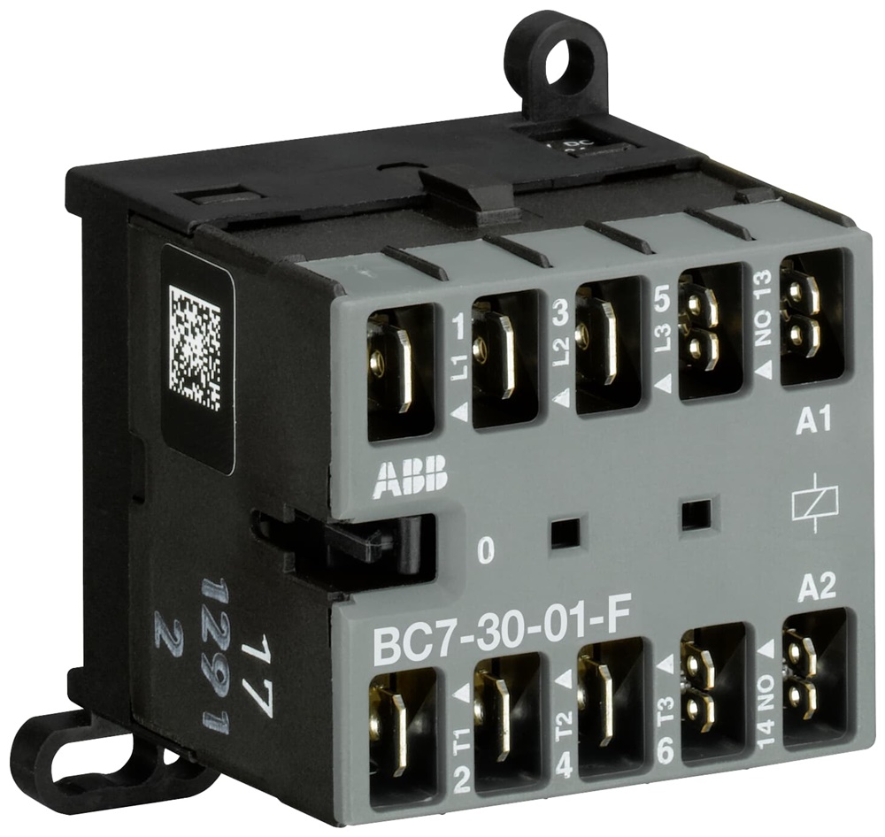 Mini Contactor BC7-30-01-F 3 Poli 17-32 V DC 3 NO 0 NC Connessioni Flat-Pin controllo carichi fino 5,5 kW