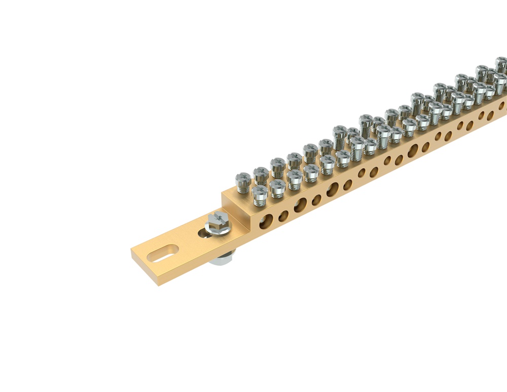 Collettore messa a terra doppio ottone 41 fori 462 mm per impianti elettrici sicurezza
