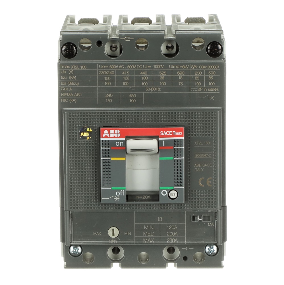 Interruttore automatico modulare XT2L 160A 3 poli 20A magnetotermico per impianti industriali e civili