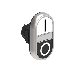 Pulsanti doppi rasati bianco/nero con indicatore luminoso Ø22mm serie Platinum plastica cromata per comando impulso