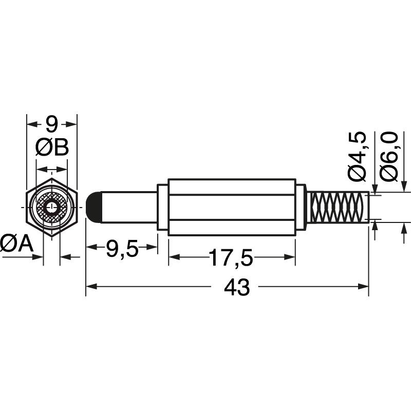 Presa DC professionale 5,5x2,5 mm nera con guida integrata per impianti elettrici affidabili e duraturi