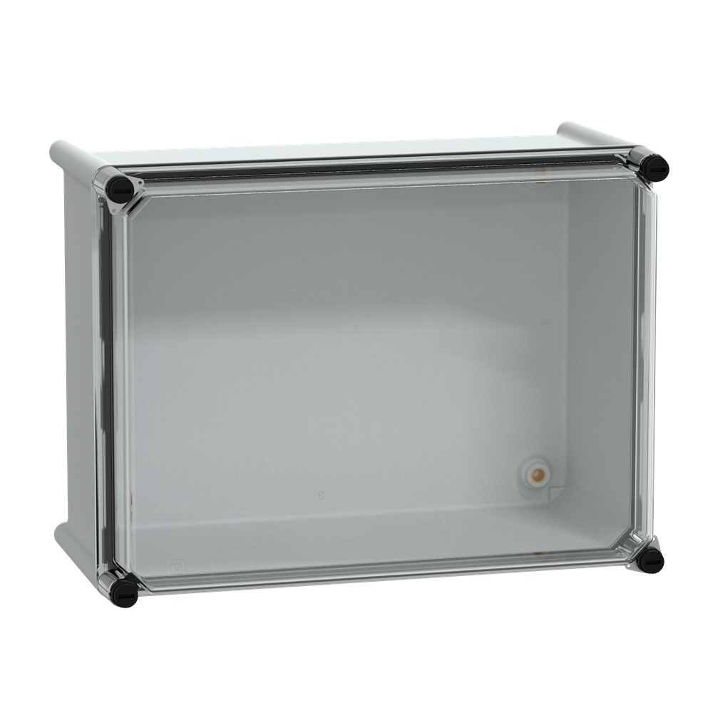 Cassetta PLS, retro in poliestere, coperchio trasparente per PC IP65 27x36x18cm