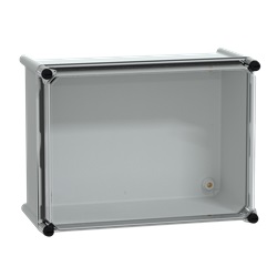 Cassetta PLS, retro in poliestere, coperchio trasparente per PC IP65 27x36x18cm