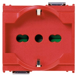 Presa 2P+T 16A 250V universale standard italiano rosso 2 moduli