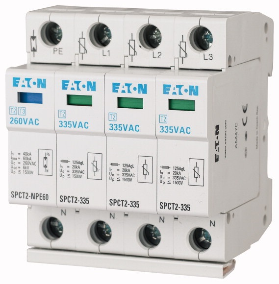 Scaricatore sovratensione inseribile 3 poli + neutro 335VAC 20kA Classe C/II