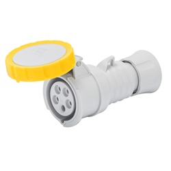 PRESA MOBILE DIRITTA HP - IP66/IP67/IP68/IP69 - 2P+T 16A 100-130V 50/60HZ - GIALLO - 4H - CABLAGGIO A VITE