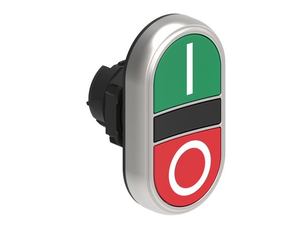 Pulsante doppio rasato Ø22mm serie Platinum plastica cromata verde rosso per comando impulsi