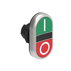 Pulsante doppio rasato Ø22mm serie Platinum plastica cromata verde rosso per comando impulsi