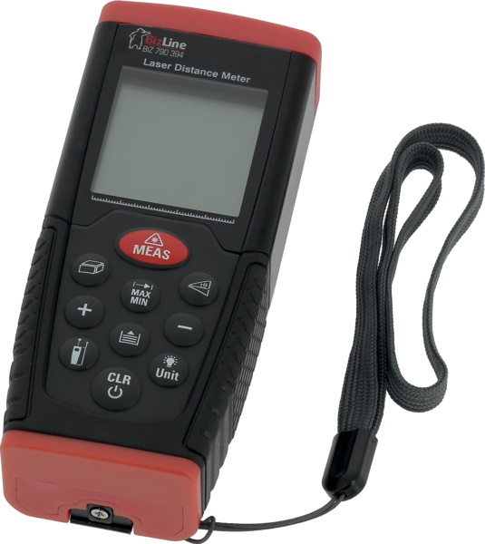 Telemetro digitale resistente IP54 con tasto programmabile e cronologia 20 misure, per misurazioni precise fino a 50 metri in ambienti professionali e domestici