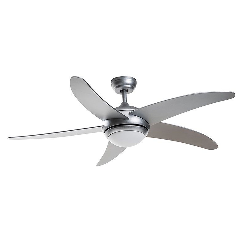 Ventilatore a soffitto LED 18W con 5 pale legno grigio telecomando e inverter estate-inverno