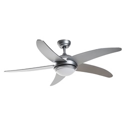 Ventilatore a soffitto LED 18W con 5 pale legno grigio telecomando e inverter estate-inverno