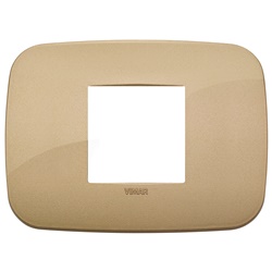 Placca Round 2 moduli centrali tecnopolimero oro antico per impianti elettrici