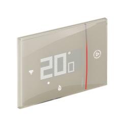 Termostato connesso Smarther 2 incasso finitura sabbia controllo temperatura riscaldamento Wi-Fi app compatibile assistenti vocali ambienti residenziali e commerciali