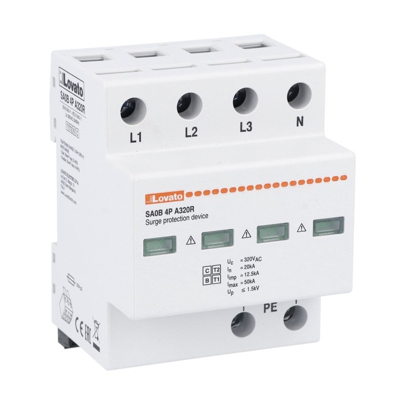 Scaricatore sovratensioni tipo 1-2 monoblocco 4 poli con contatto remoto 12,5kA per polo