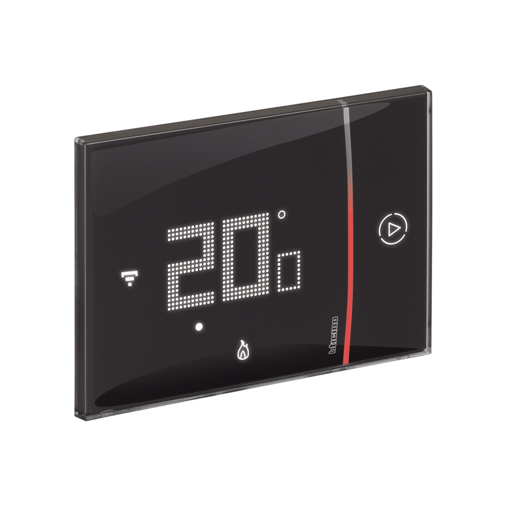 Termostato incasso smart Wi-Fi nero controllo riscaldamento raffrescamento ambienti residenziali e commerciali