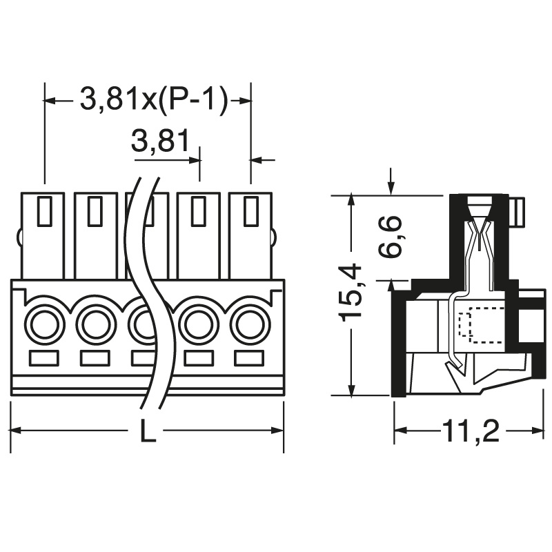 Morsetto elettrico europeo 3,81 mm 4 vie connessioni sicure impianti elettrici