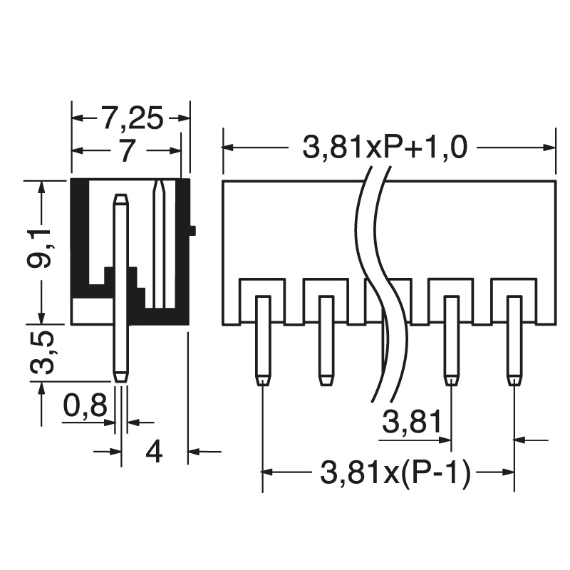 Morsetto elettrico europeo passo 3,81 mm 4 vie connessioni rapide sicure impianti elettrici